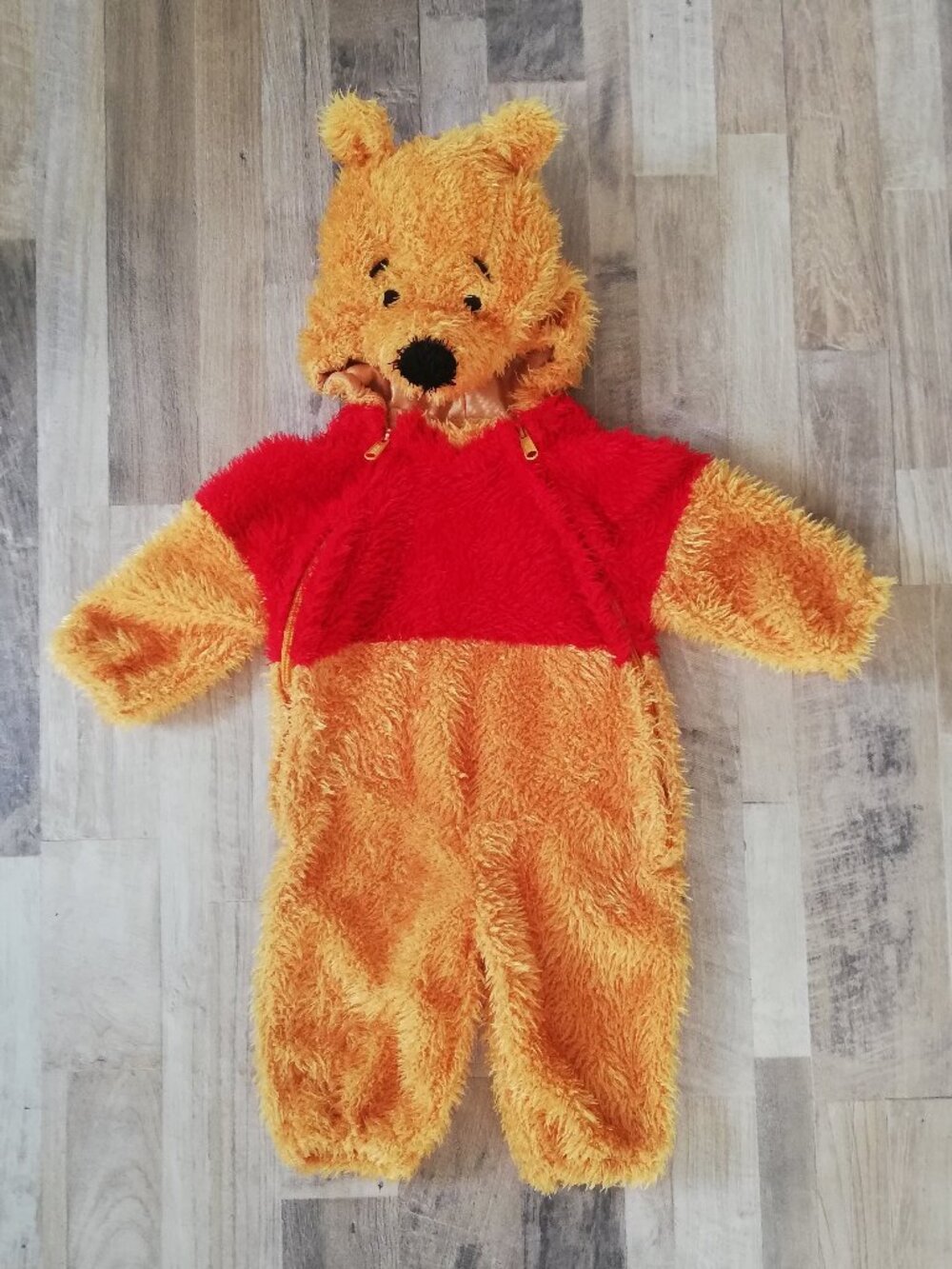 Disney Winnie the Pooh Costume 12M Baby Infant Plush Hooded Jumpsuit